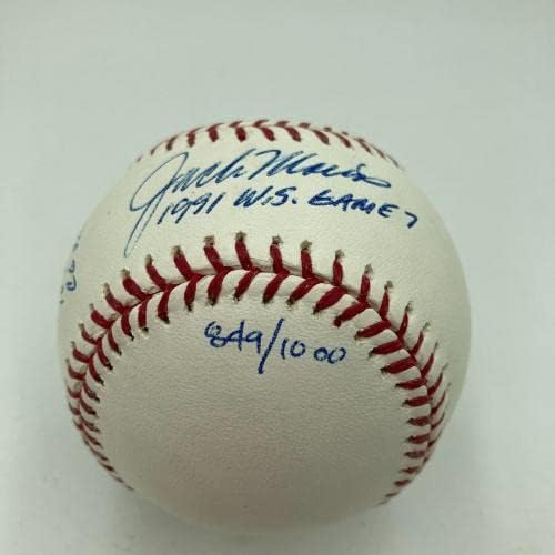 Jack Morris Aláírt Erősen Írva STAT 1991-es World Series Baseball Játék 7 MLB - Dedikált Baseball