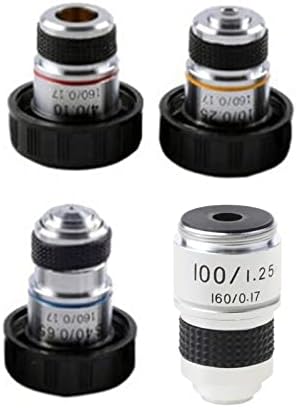USEEV Mikroszkóp-Adapter 4X, 10X 40X 100X Mikroszkóp Objektív remek akromatikus Objektív Alkatrészek Mikroszkóp Kiegészítők (Színe