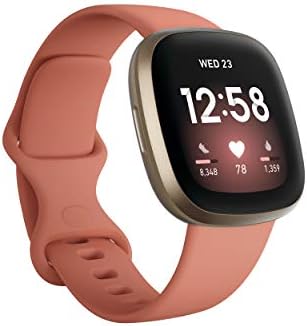 Fitbit Versa 3 Health & Fitness Smartwatch, GPS, 24/7 pulzusszám, Alexa Beépített, 6+ Nap Akkumulátor, Pink/Arany, Egy Méret (S & L