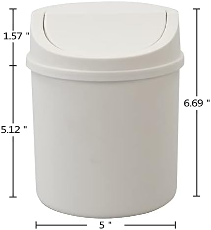 Lesbin 0.5 Liter Apró Műanyag Szemetes Hinta Fedél, Mini Asztali Hulladék, Fehér