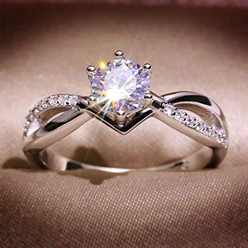 2023 Új ékszer Ékszer Gyűrű Nők Karácsonyi Zenekar Esküvői Divat Ajándék Gyűrű Magasságra Lenn Lánya Gyűrű (Ezüst, 8)