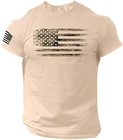 T-shirt Férfi Rövid Ujjú Izom Fitness Tetejét Amerikai Zászló Nyomtatás Tornaterem Testépítésben Sport Póló