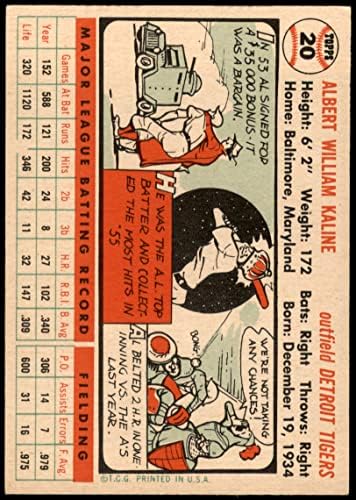 1956 Topps 20 Al Kaline Detroit Tigers (Baseball Kártya) EX Tigrisek
