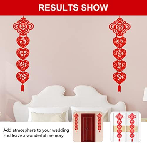 SEWACC 2 Db Kínai Párversekben Nem Szőtt Szövet, Esküvői Dekoráció Veranda Alá Vörös Kínai Karakter Bejárati Ajtó Rímpár Papír