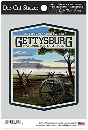 Die Vágott Matrica Gettysburgi Nemzeti Katonai Park, Pennsylvania, Ködös Csatatéren, Kontúr Vinyl Matrica 3 6 cm, (Vízálló Matrica az Autók,