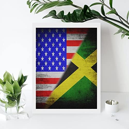 Zászlók, USA, Jamaica Gyémánt Festmény Készletek Felnőtt Cross Stitch DIY Festék, Art Képek Kézműves Home Office Fali Dekor 12x16