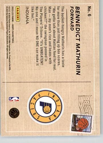 2022-23 Karika Újonc Üdvözlet 6 Bennedict Mathurin Indiana Pacers RC NBA Kosárlabda Trading Card