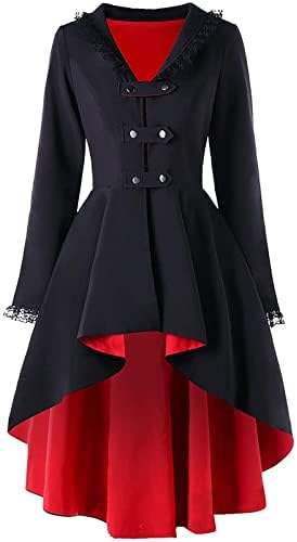 HGps8w Női Steampunk Kabát Középkori Klasszikus Gótikus Csipke Szegéllyel Viktoriánus Fecske Farka Plus Size Frakk Kabátok