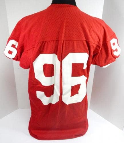 1980-as évek 1990-es évek Elején a San Francisco 49ers 96 Játék Használt Piros Mez 48 754 - Aláíratlan NFL Játék Használt Mezek