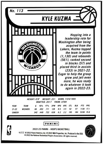 Kyle Kuzma 2022-23 Panini Karika Prémium Fólia /199113 NM+-MT+ NBA Kosárlabda Varázslók