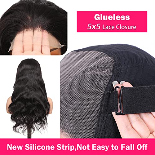 MEGALOOK rajta Glueless Paróka Emberi Haj Előre Rántott 180% Sűrűség Glueless Paróka Emberi hajból Kezdőknek Test Hullám 5X5 HD Áttetsző