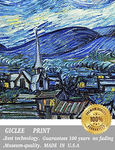 ELITEART-- Csillagos Éjszaka által Vincent Van Gogh Festmény Reprodukció Giclee Wall Art a Vásznon Nyomatok