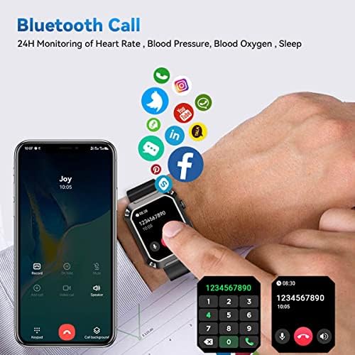Rogbid Okos Karóra Férfiaknak Bluetooth-Tárcsa/Válasz Hívás, Taktikai Szabadtéri Sportok Smartwatch a pulzusszám, 5ATM/IP69 Vízálló Fitness
