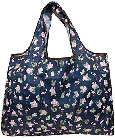 Wrapables Környezetbarát, Nagy Nylon Újrafelhasználható táska Szett (2), Flamingo Szórakoztató