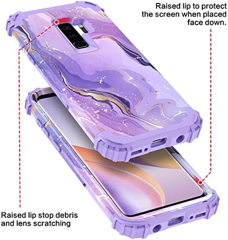 DUEDUE Samsung Galaxy S9 Plusz az Esetben, Márvány Mintás, nagy teherbírású Masszív Ütésálló Ejtési Védelem 3 az 1-ben Hibrid Merevlemez