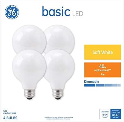 GE Alap 4-Pack 40 W Egyenértékű Meleg Fehér G25 LED Lámpatest Izzók Világon
