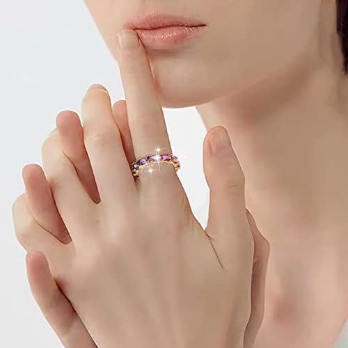 2023 Új Multi Színes Cirkon Női Gyűrű Egyszerű Divat Ékszerek Legnépszerűbb Tartozékok Gyűrű Rózsa (Arany, 6)