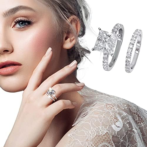 2db Sterling Ezüst Gyűrű Nők Férfiak Megfelelő Gyűrűk Pároknak Tökéletes Gyémánt Gyűrű, Menyasszonyi Ígéret Gyűrű Készlet