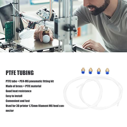 PTFE-Tömlő Réz PC4-M6-os Pneumatikus Egyenes Csatlakozóval 1m OD 4mm / 0.16 ID 2mm / 0.08 a Levegő Tömlő Cső Cső Készlet 3D Nyomtató