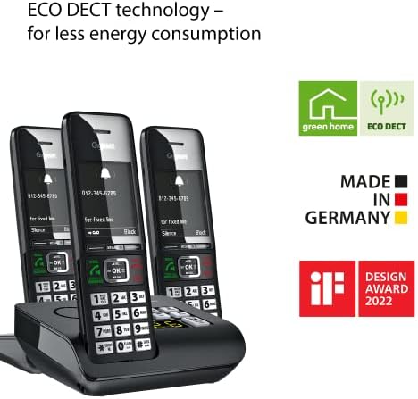Gigaset Kényelem 552A Trió - 3 Vezeték nélküli Telefonok - Üzenetrögzítő - Németországban - Elegáns Design - Hands-Free Mode