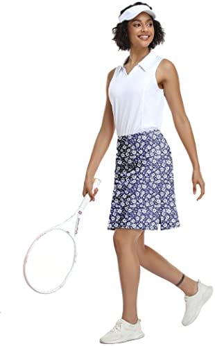 COOrun a Nők 20 térdig érő Skorts Szoknyák Sportos Tenisz Skorts Hosszú Golf Szoknya Zsebbel Edzés Szerény Szoknyák