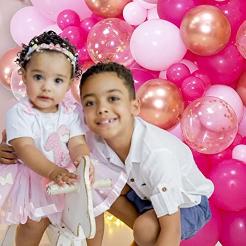 Rózsaszín Lufit Arch Készlet, Meleg, Rózsaszín Lufis Girlandot Készlet Fém Rózsa Arany Konfetti Ballonok, Születésnapi, Esküvői anyák Napi