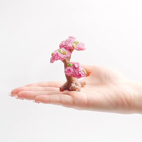 11 Db Miniatűr cseresznyevirág Fa Modellek, Szimulációs Kövek Mini cseresznyevirág Fák Modell Miniatűr Fák, Sziklák DIY Kézműves Táj, Táj