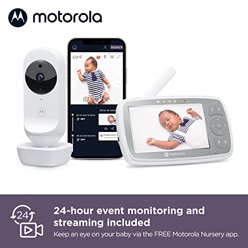 Motorola Baba Monitor VM44 - WiFi Videó Baba Monitor, Kamera, 4.3 HD Képernyő - Csatlakozik Óvoda App, 1000ft Hosszú távú, kétirányú