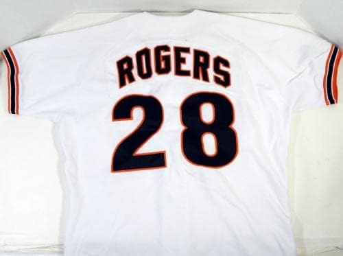 1993-ban a San Francisco Giants Kevin Rogers 28 Játékban Használt Fehér Jersey DP17474 - Játék Használt MLB Mezek