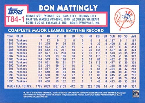 2019 Topps 1984 Topps Design 84T-1 Nem Mattingly Baseball Kártya