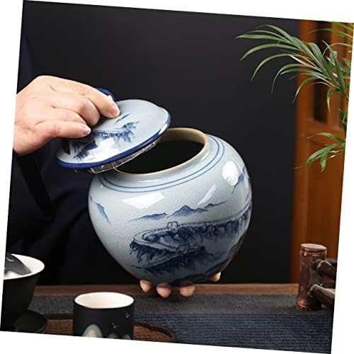 Cabilock Kék-Fehér Porcelán Tea Fém Tartály Fém Tartály Fedél Zárható Tartályokban Cukor Kapus Kínai Tea Kávébab Tartály Tea
