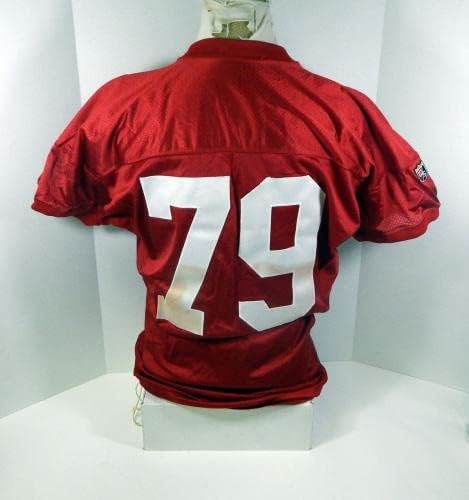 1995-ben a San Francisco 49ers Harrison Barton 79 Játék Kiadott Piros Mez 52 DP30200 - Aláíratlan NFL Játék Használt Mezek