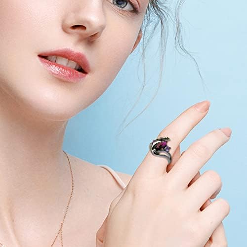 2023 Új Sapphire Fiatal Gyűrű Női Feketék Arany Galvanizáló Karkötő Tele Gyűrű (Fekete, 8)