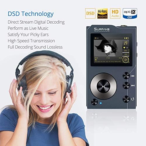 Surfans F20 HiFi MP3 Lejátszó, Bluetooth, Veszteségmentes DSD Nagy Felbontású Digitális Audio Lejátszó, High-Res Hordozható Audio