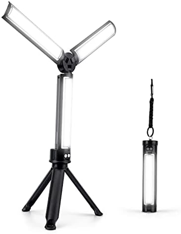 FTOYIN LED munkalámpa Levehető Állvány, Szabályozható Kemping Lámpa 2700/5300K,90° - ig Állítható Szög &180° Rugalmas Világítás,Összecsukható