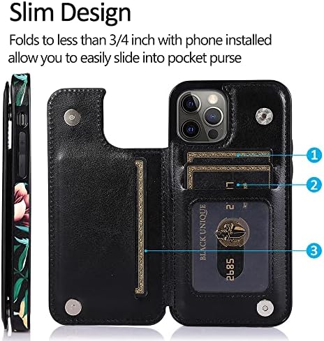 Obbii Bőr Flip tok Pénztárca Kompatibilis az iPhone 12 Pro/12 6.1 Kártya-Tartót, Vékony Ujja Pénztárca-Kártya nyílás, Ütésálló