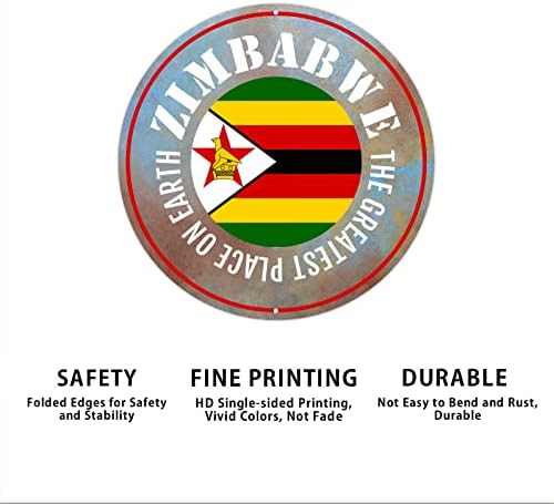Zimbabwe Zászló Üdv Ajtó Jele a Legjobb Hely A világon Fém Tábla Hazafias Dekoráció Ország Szuvenír Egyéni Szüreti Koszorú Fém Fali Tábla