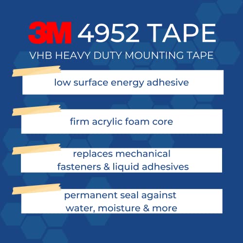 3M VHB Heavy Duty Szerelés Szalag 4952, 4 széles x 7 hosszúság (1 Csomag/6 Db)