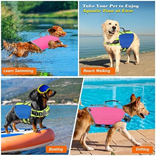 VavoPaw Kutya mentőmellény, mentőmellényt, a Kutyák Nagy Felhajtóerő Mentő Fogantyú, Állítható Ripstop Biztonsági Mellény Úszó Életmentő