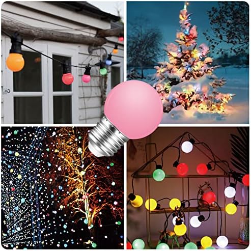 Poinivo 1W Színes LED Izzók,E26 G45/G14 1W LED Izzók,Gömb Kicsi Izzók,Piros,Zöld,Sárga,Kék,Narancs,Rózsaszín,5W Egyenértékű,Karácsonyi Party