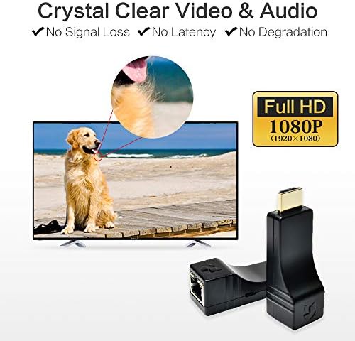 DDMALL Mini 330ft HDMI Extender Át Egyetlen CAT5e/CAT6 Kábel, Full HD 1080p, Plug and Play USB-s Teljesítményű, Könnyű Telepítés,