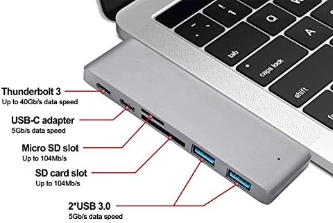 UXZDX Többfunkciós USB-C Hub ，USB Hub 6 1 C-Típusú USB-C Hub Adapter, Dual USB 3.0 Port