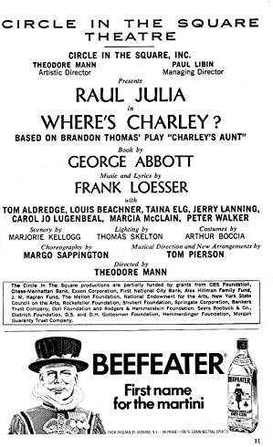 Raul JuliaHOL CHARLEY? Frank Loesser/Taina Elg/Tom Aldredge/Jerry Lanning 1974 Broadway Színlapot