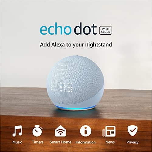 Echo Pont (5 Gen, 2022 kiadás) óra | Smart hangszóró óra Alexa | Felhő Kék