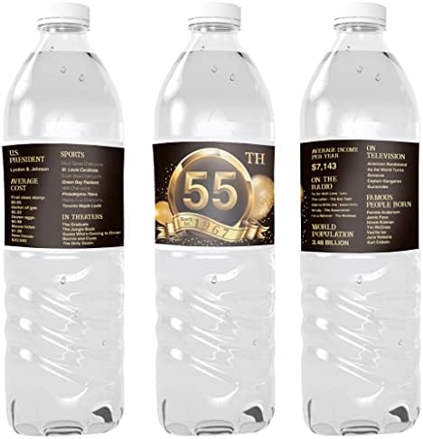 Boldog 55 Szülinapi Parti Víz Üveg Címkéket Matrica Fekete-Arany, Vissza az 1967-es Jel Víz Üveg Címkék Születésnapi Évforduló