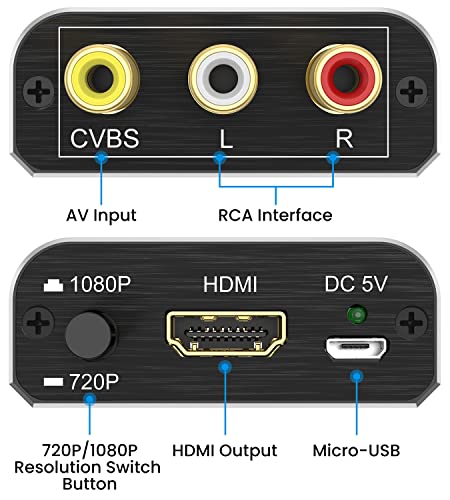 RCA HDMI AV HDMI Átalakító, 1080P Mini RCA Kompozit CVBS Video Audio Átalakító Adapter TV/Xbox/PC/ PS3/ STB/VHS/VCR/Blue-Ray DVD-lejátszó Támogatja