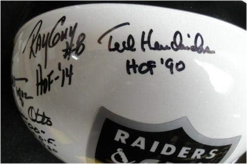 Jim Otto Fickó, Barna +3 Aláírt az F/S Hiteles Sisak Oakland Raiders Egyéni HOF SZÖVETSÉG - Dedikált NFL Sisak