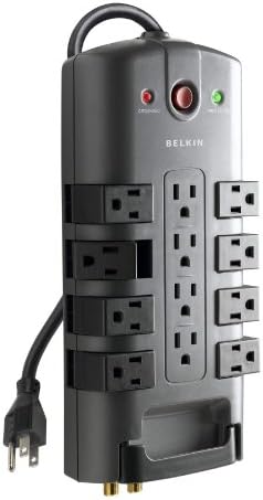 Belkin 3-Aljzat Fali tartó Bölcső túlfeszültségvédő Kettős USB Töltő Port (2.4 Amp Összesen) & 12-Outlet Pivot-Csatlakozó