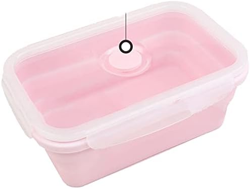 LUDA Rózsaszín Élelmiszeripari Minőségű Szilikon Ebédet Összecsukható, Környezetbarát Élelmiszer-Tartály Bento Box Összecsukható,