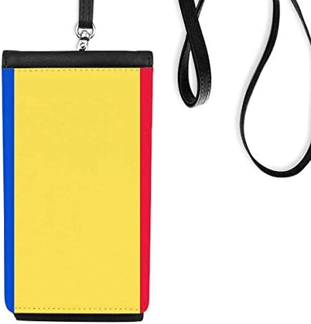 Románia Nemzeti Zászló Európai Ország Phone Wallet Pénztárca Lóg Mobil Tok Fekete Zseb